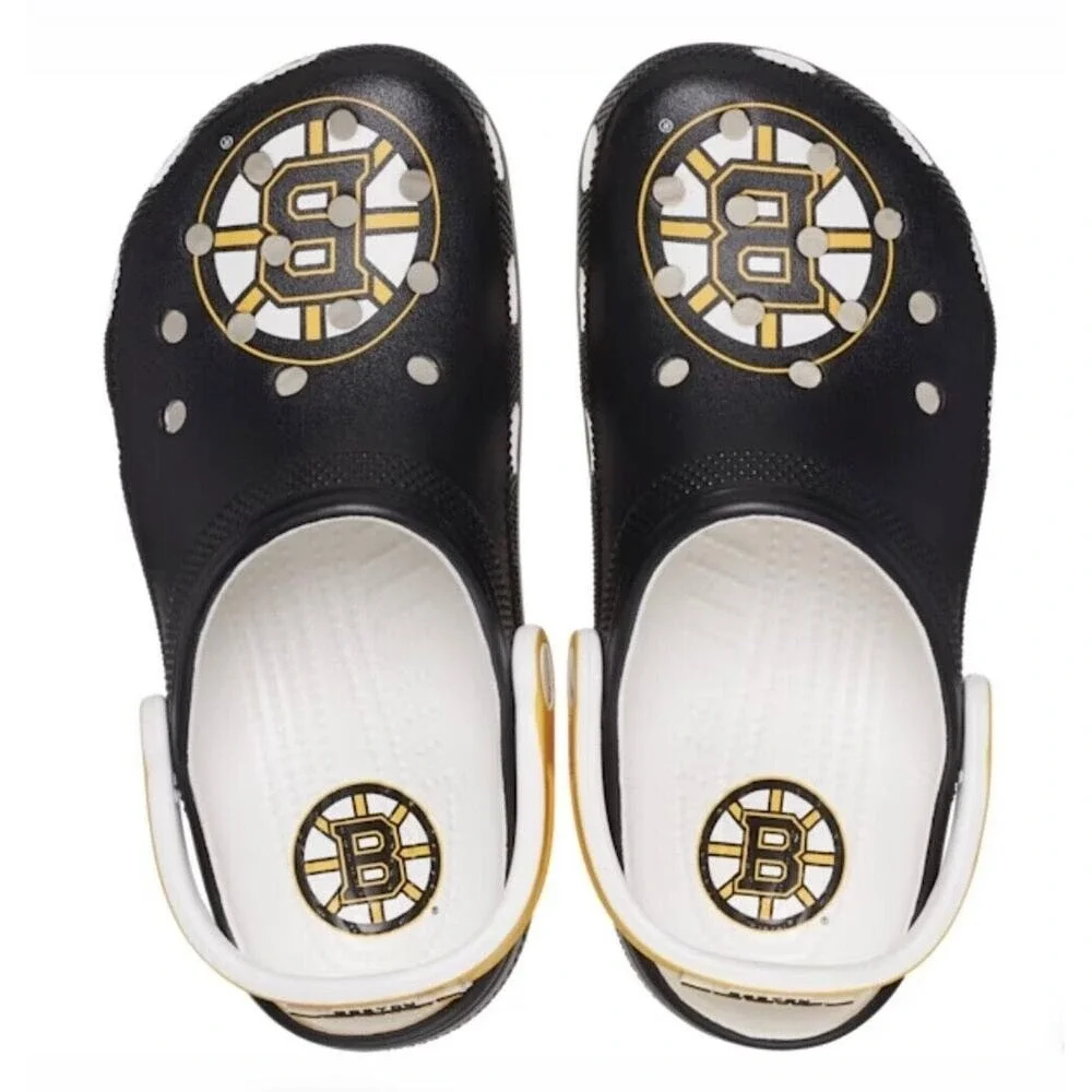 Crocs NHL Boston Bruins Mens 13 Womens 15 Clogs Black Yellow Hockey Shoes New